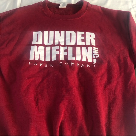 The Office Dunder Mufflin Crew Neck Red Pull Over Sweater Size Large - Picture 3 of 6